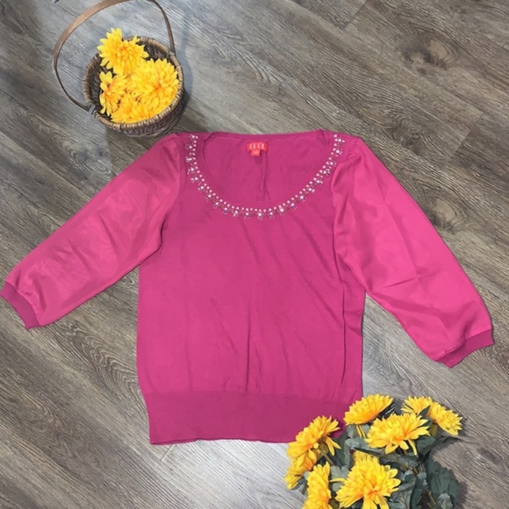 Elle Sheer Sleeved Bling Blouse